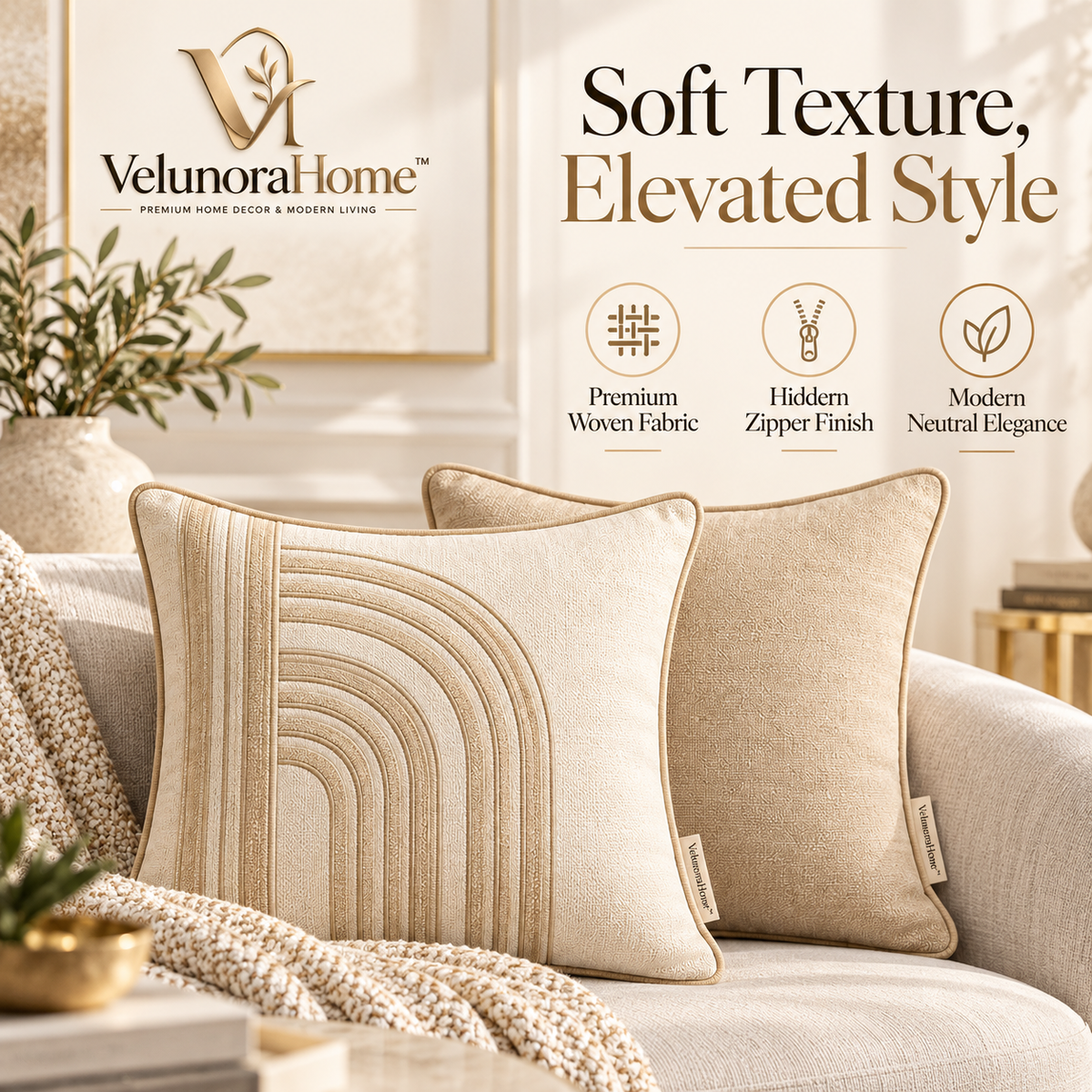 VelunoraHome™ Decorative Cushion Cover Set