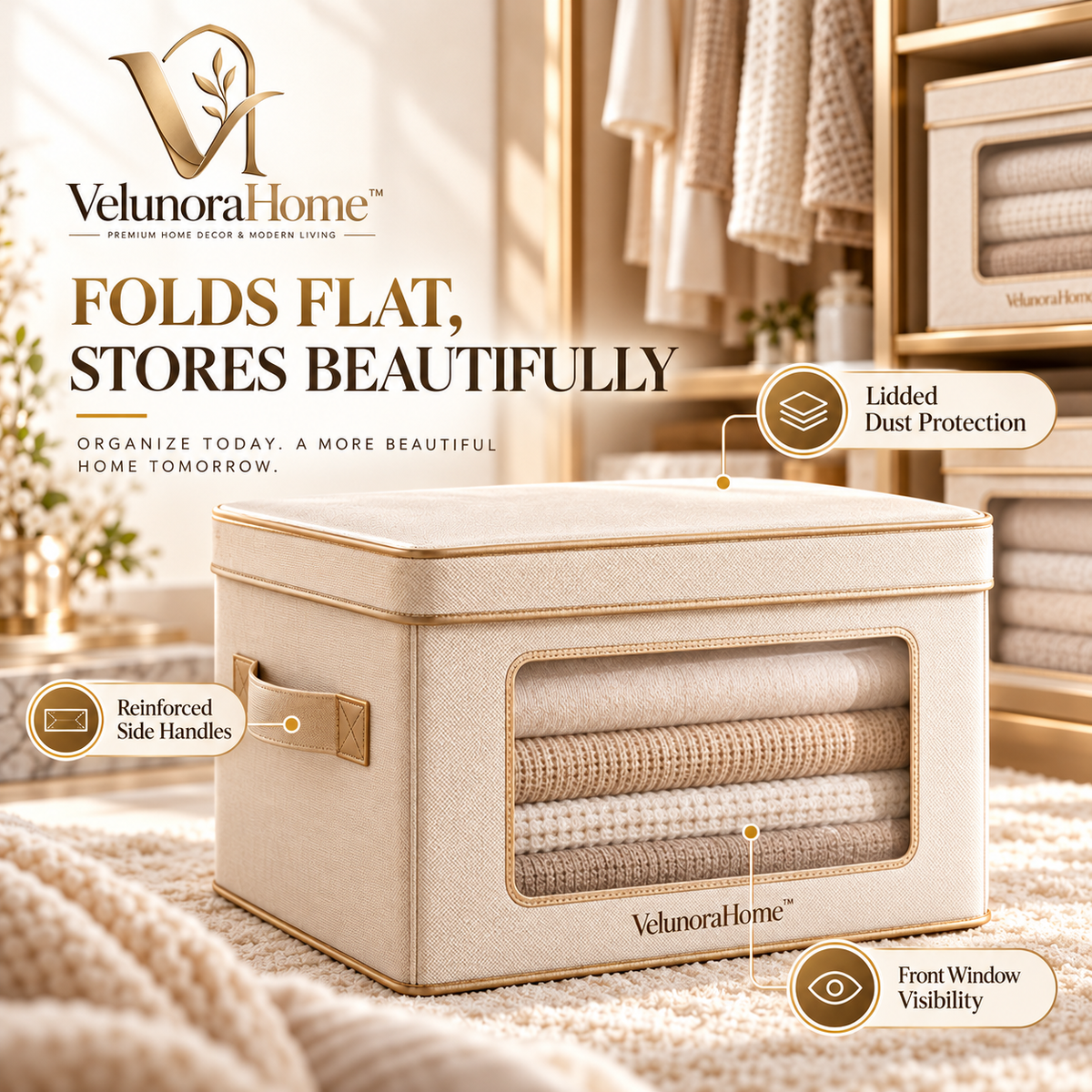 VelunoraHome™ Foldable Closet Storage Box